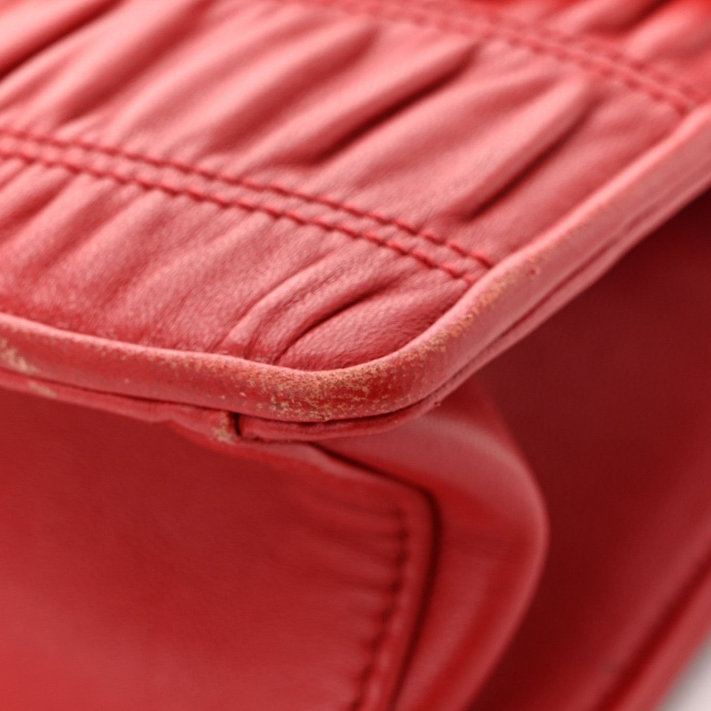 Nappa Gaufre Sound Flap Crossbody Shoulder Bag Red