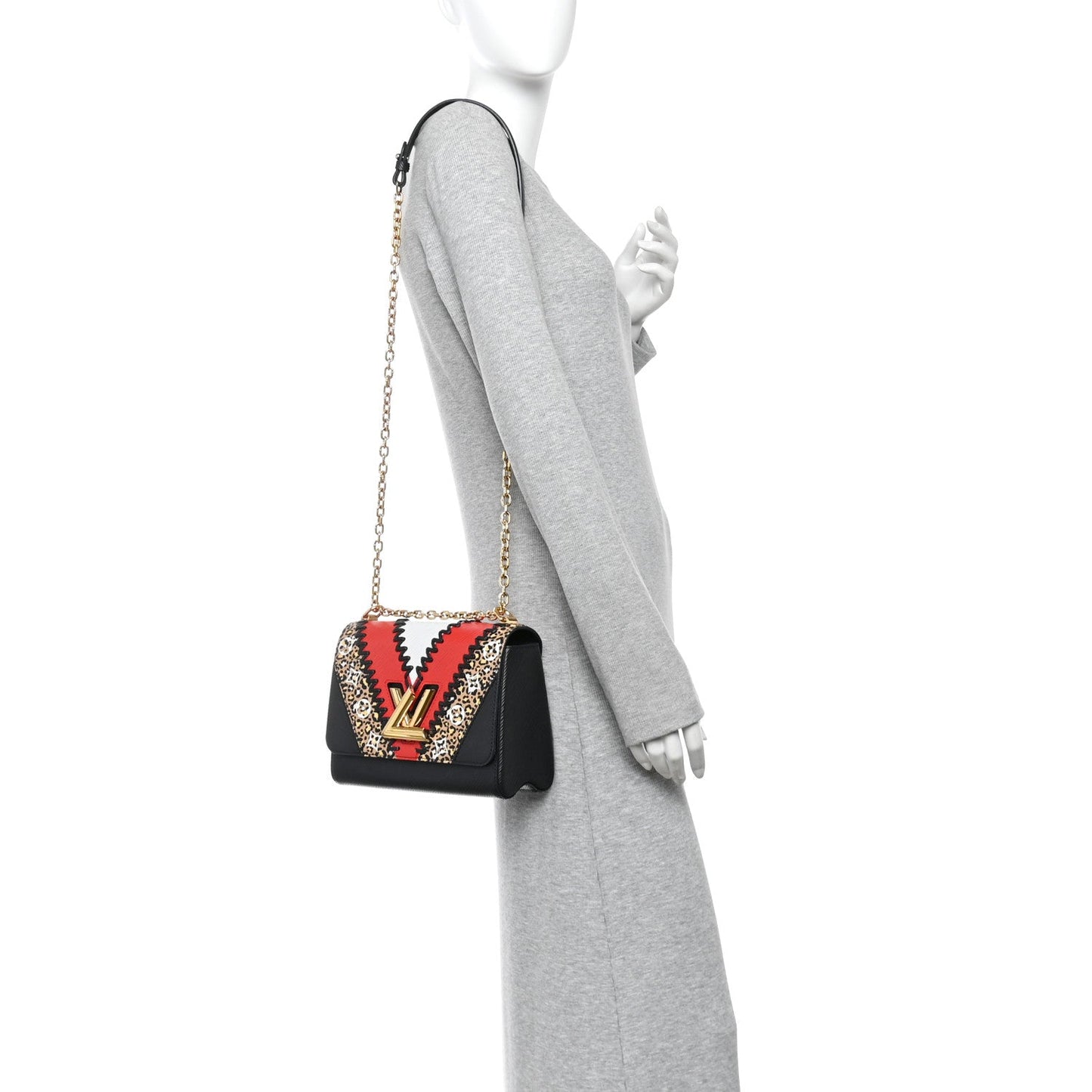 Epi Jungle Twist Shoulder Bag MM Black Coquelicot