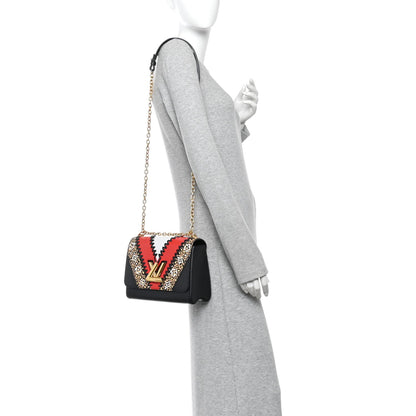 Epi Jungle Twist Shoulder Bag MM Black Coquelicot