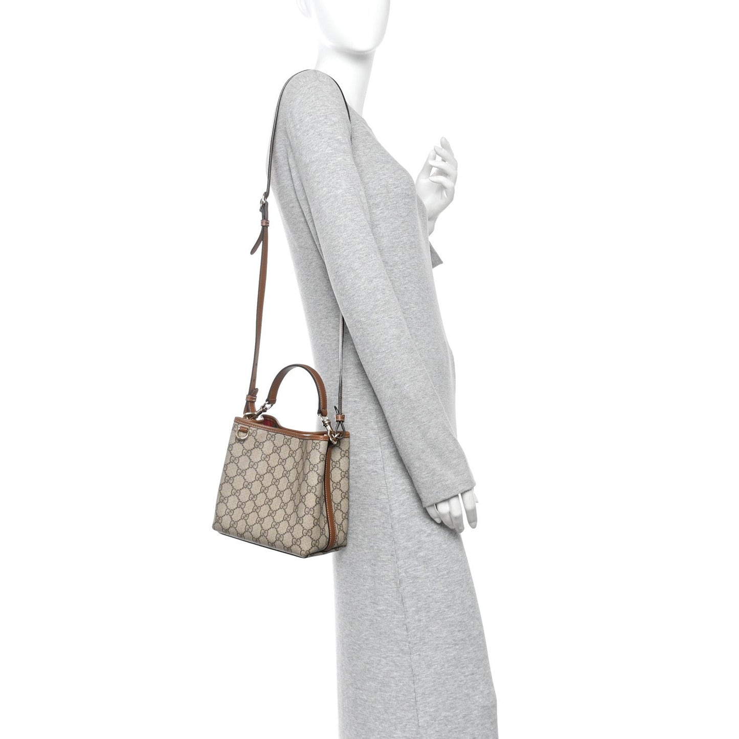 GG Supreme Monogram Emblem Small Shoulder Bag Beige Ebony Sundial