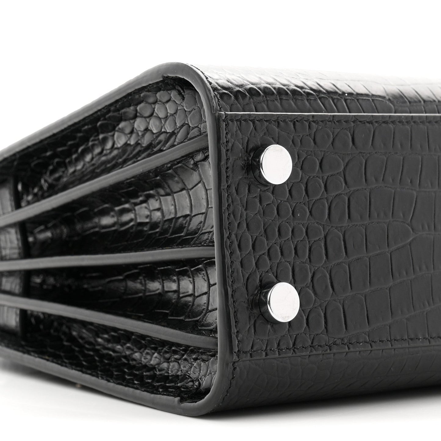 Calfskin Crocodile Embossed Nano Sac De Jour Black