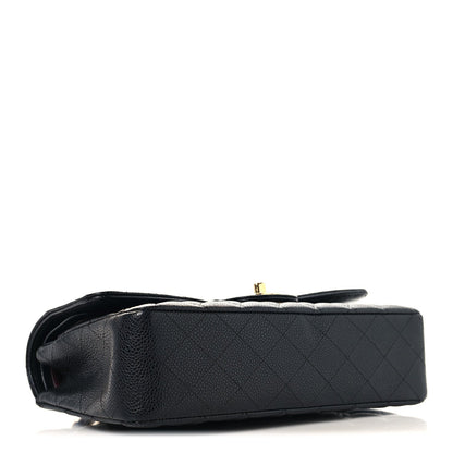 Caviar Quilted Medium Double Flap Black