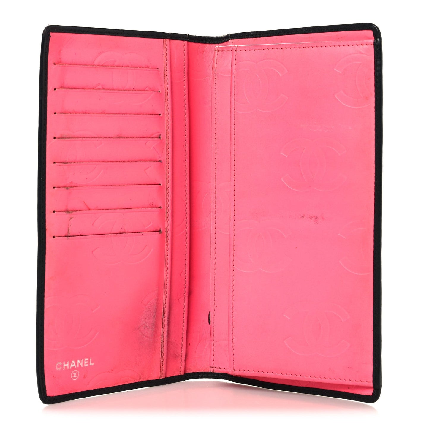 Calfskin Quilted Cambon Yen Wallet Black