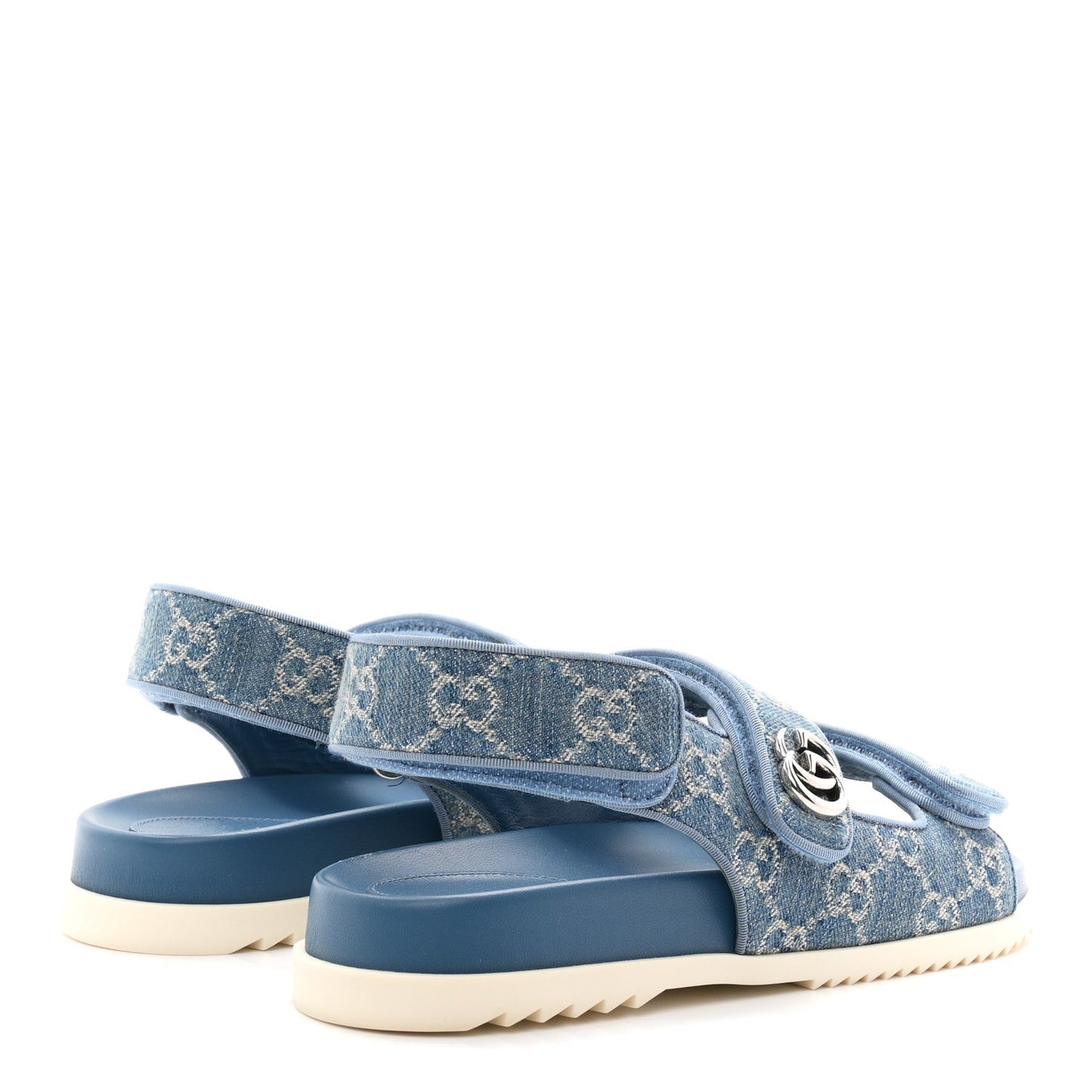 New Denim Delave GG Monogram Womens Dad Sandals 37 Light Blue Avion
