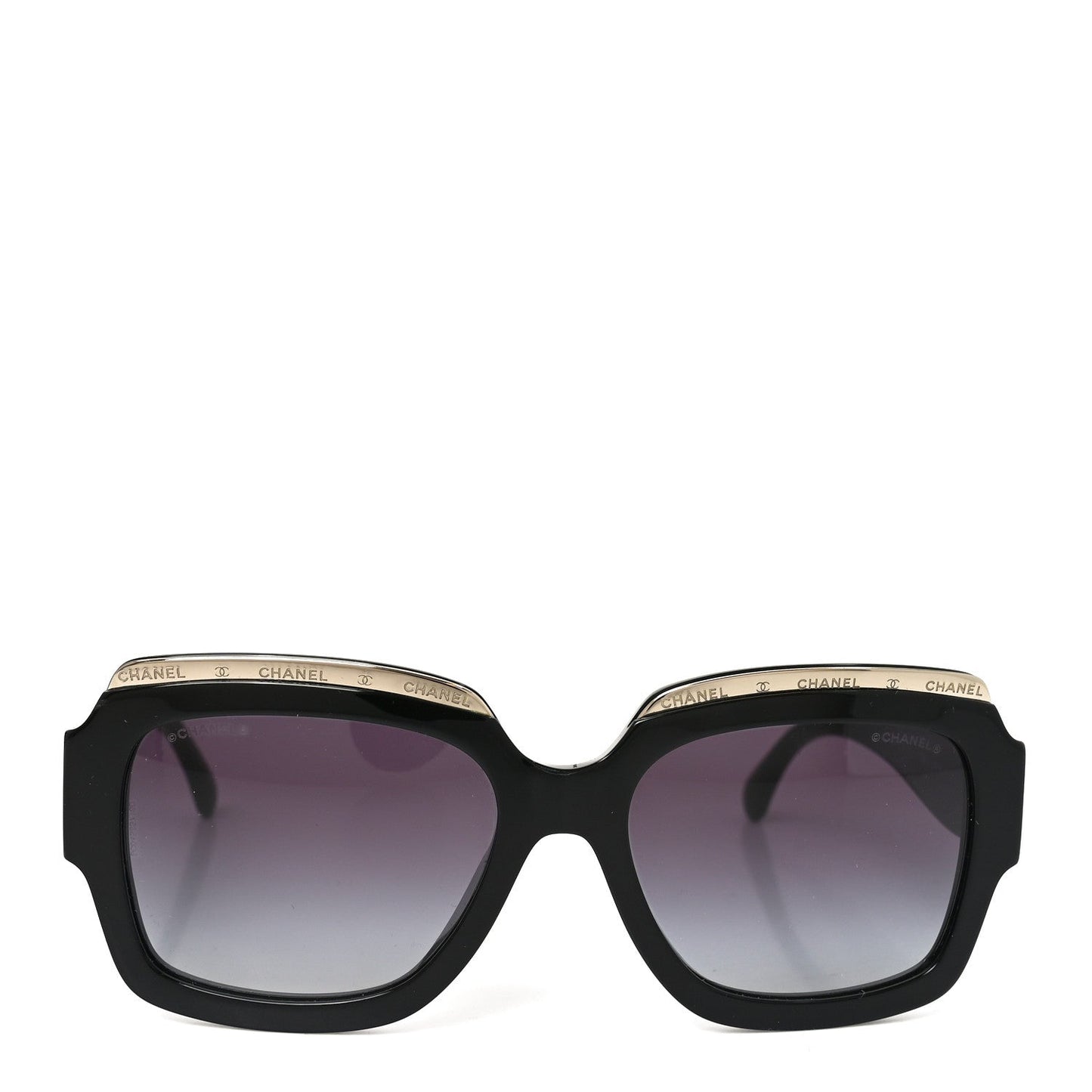 Acetate Rectangle Logo Sunglasses 71506A Black Gold