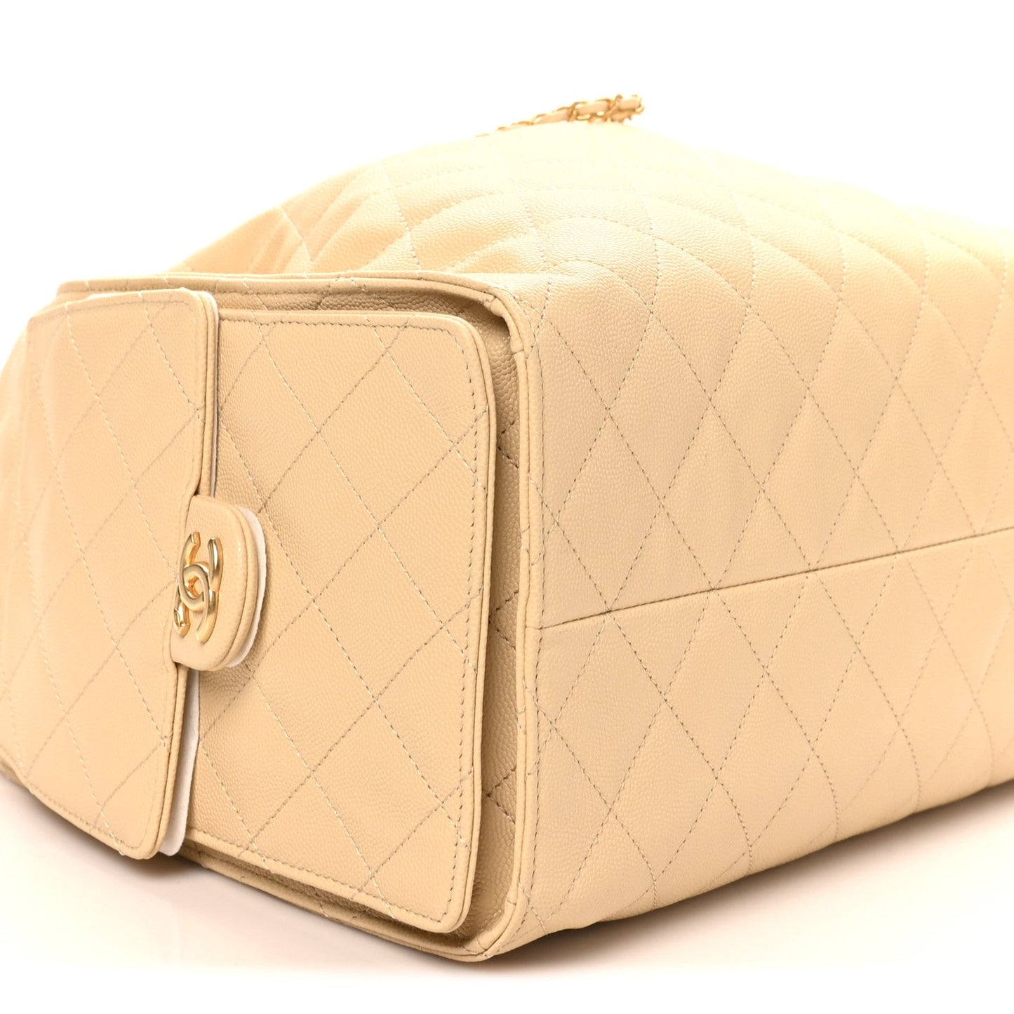 Caviar Quilted Medium Chanel 25 Handbag Beige
