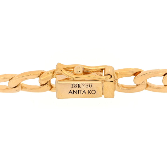 Anita Ko 18K Yellow Gold Diamond Round Center Medium Cuban Link Bracelet