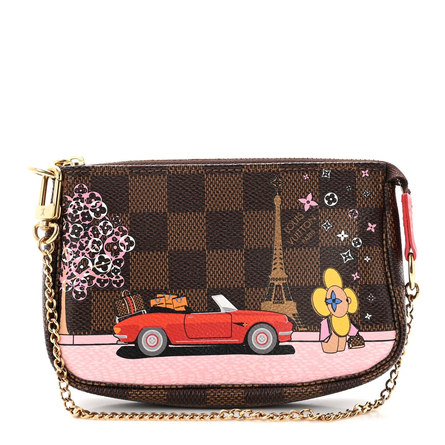 Damier Ebene 2019 Christmas Animation Mini Pochette Accessories Red