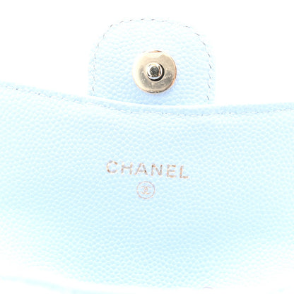 Caviar Quilted Flap Chain Waist Bag Light Blue