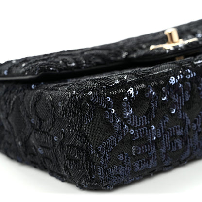 Sequin Quilted Small Single Flap Black