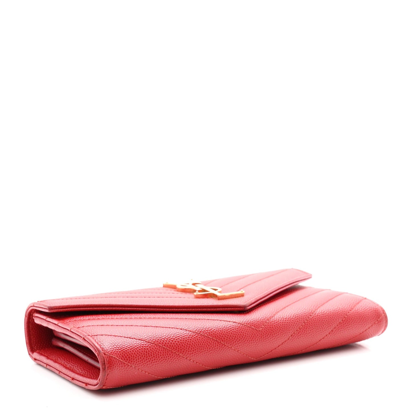 Grain De Poudre Matelasse Chevron Monogram Flap Wallet Red