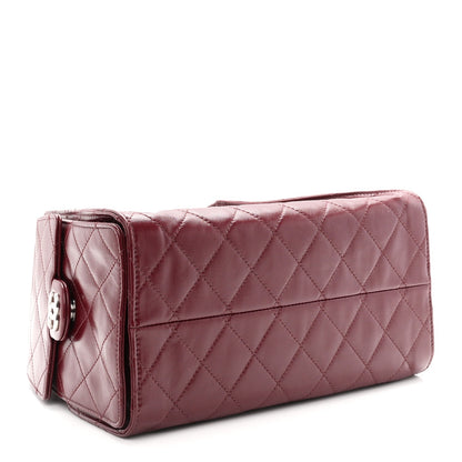 Shiny Calfskin Quilted Small Chanel 25 Handbag Burgundy