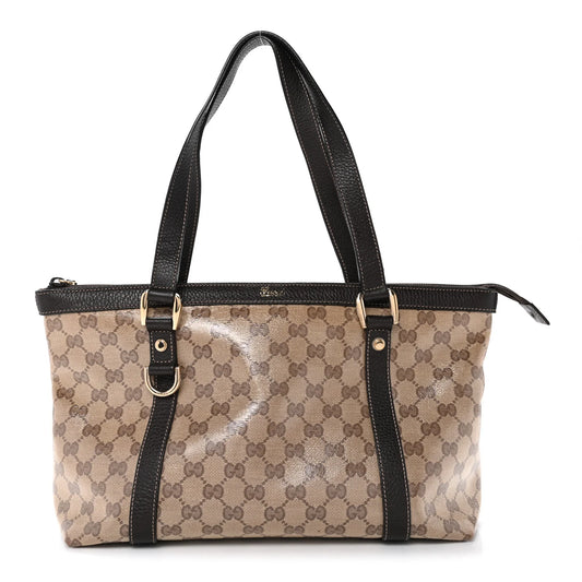Gucci Crystal Monogram Medium Abbey Tote Brown