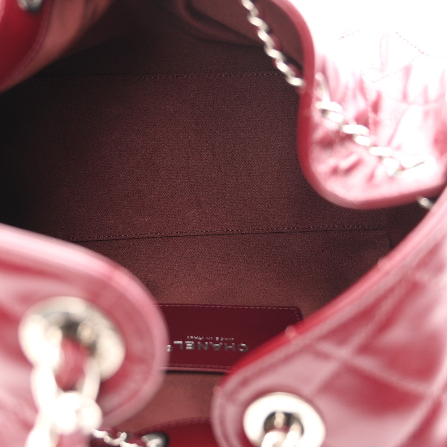 Shiny Calfskin Quilted Small Chanel 25 Handbag Burgundy