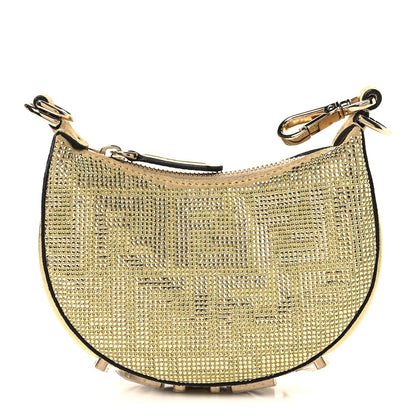 Crystal Vitello Laminato Suede FF Nano Fendigraphy Hobo Charm Platino