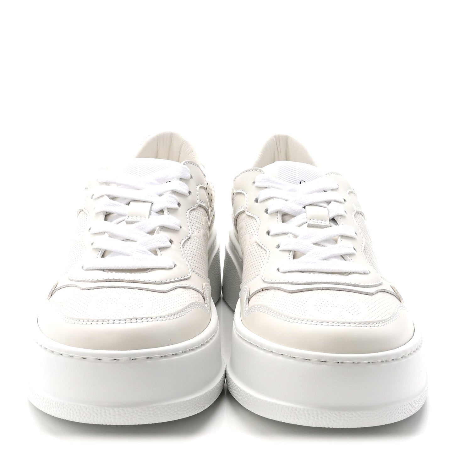 Calfskin GG Tennis Embossed Perforated Womens Platform 55mm Sneakers 36 Great White