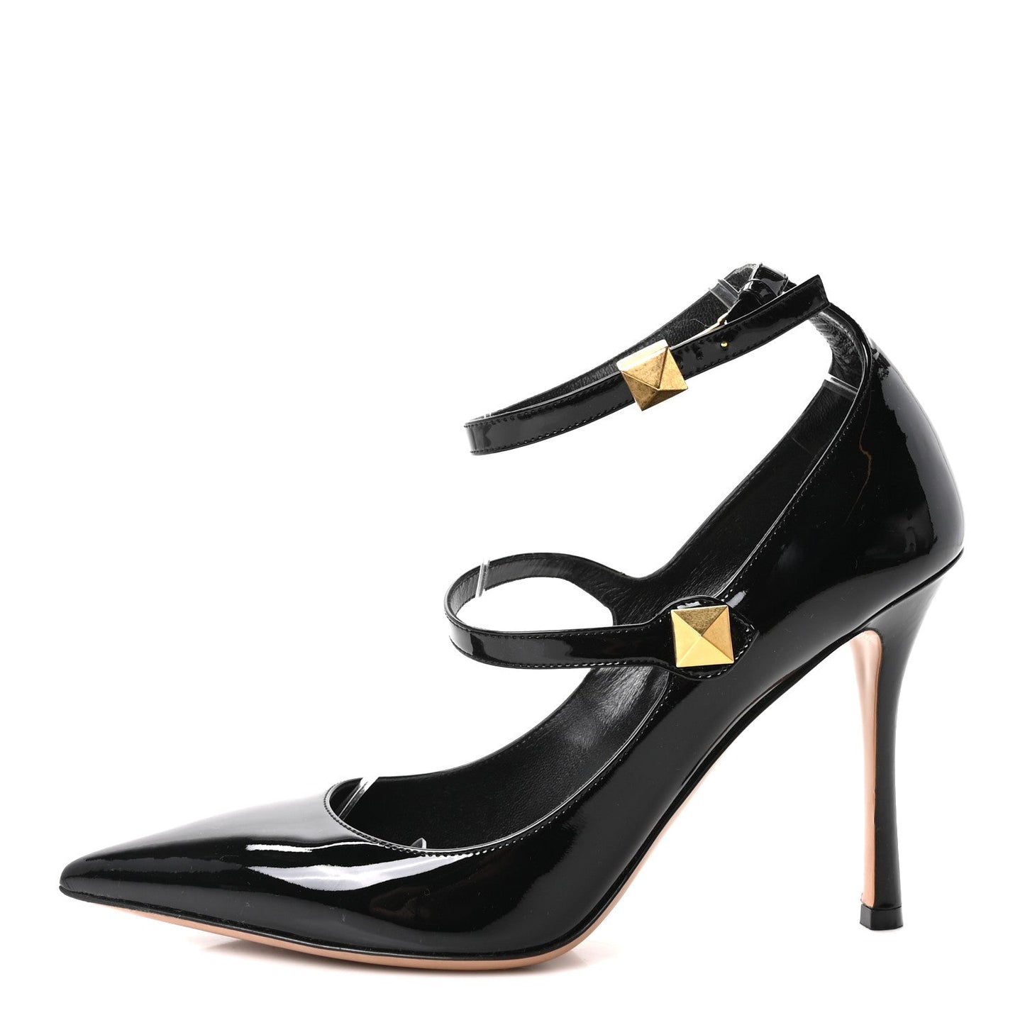 Patent Tiptoe Ankle Strap 100mm Pumps 41 Black