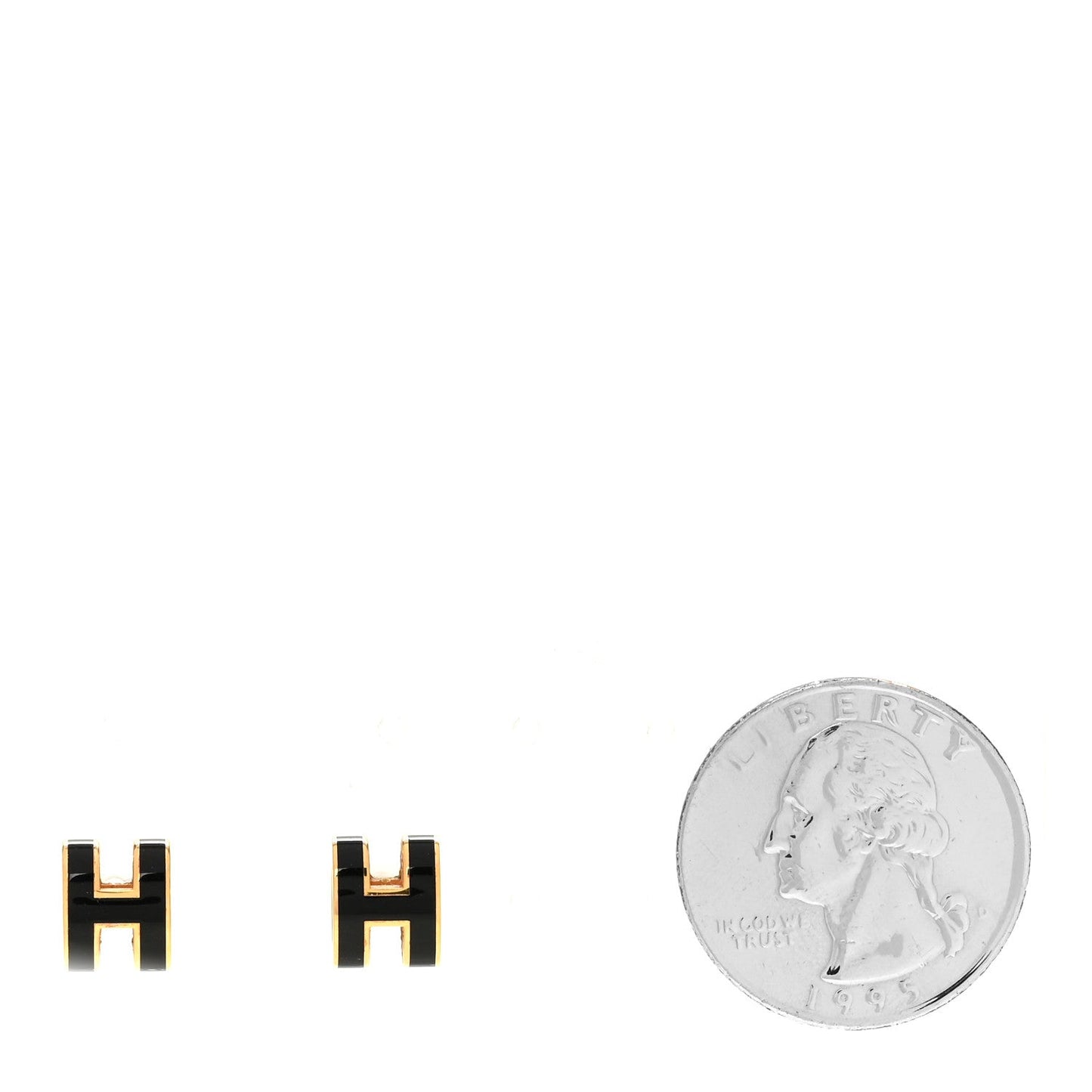 Rose Gold Lacquered Mini Pop H Earrings Black