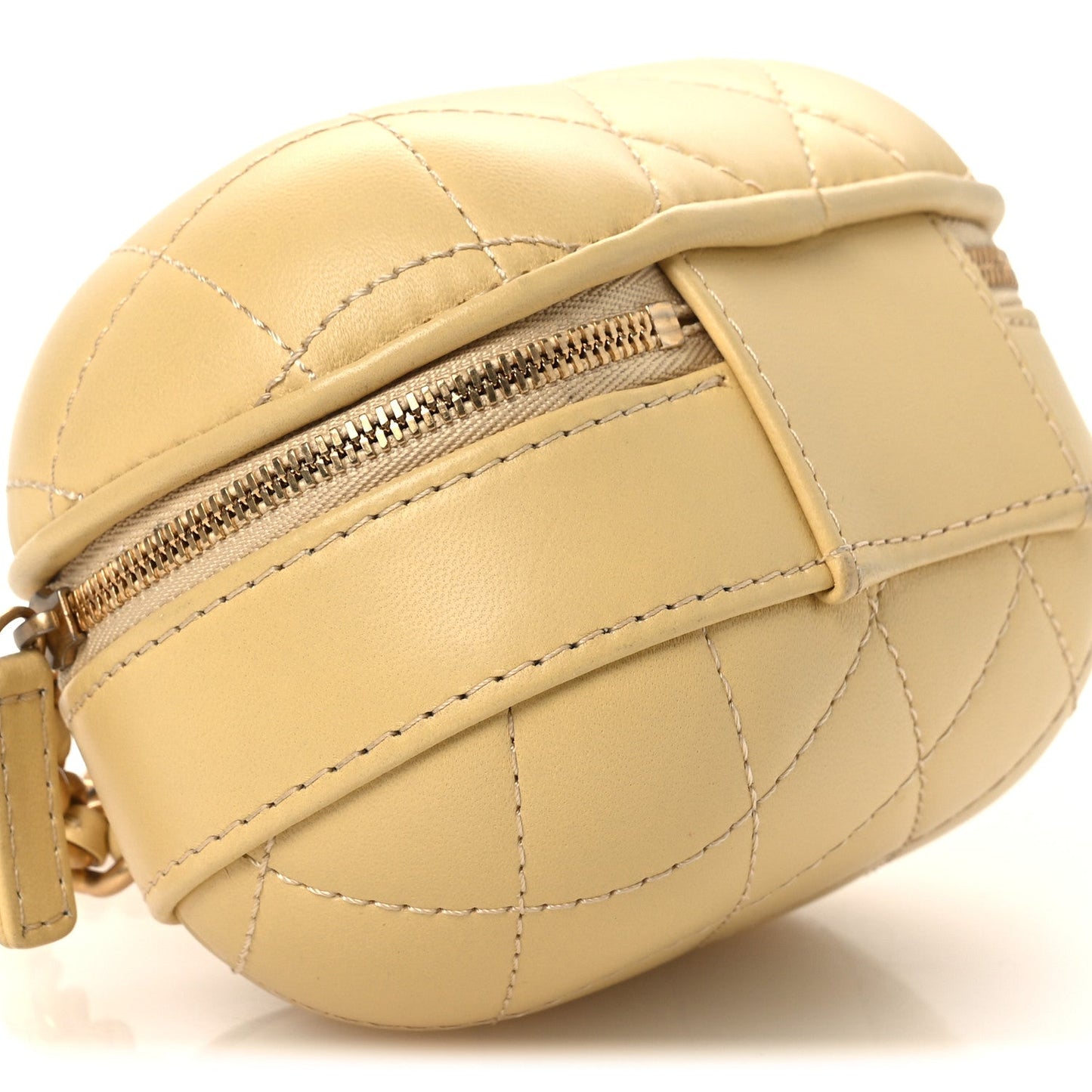 Lambskin Quilted CC Bubble Vanity Case With Chain Light Yellow