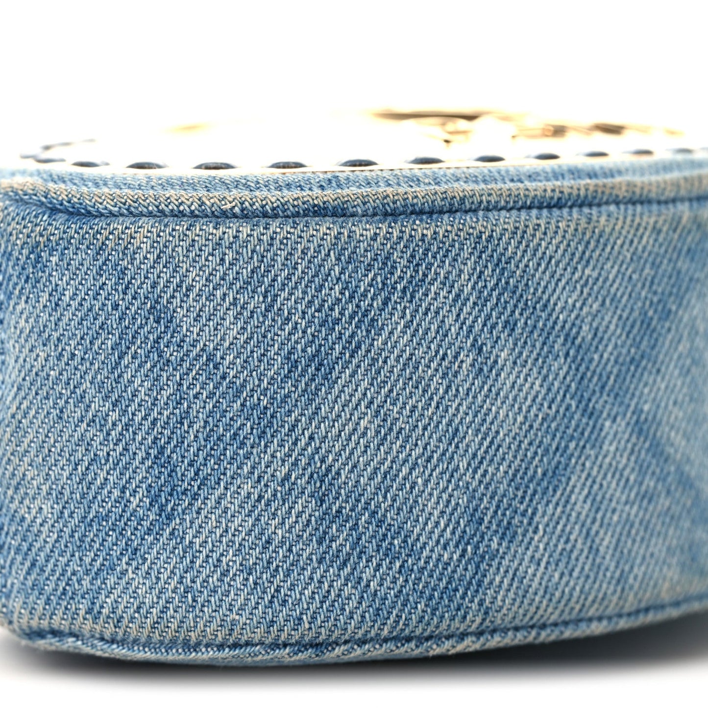 Denim Printed Chain Clutch Dark Blue