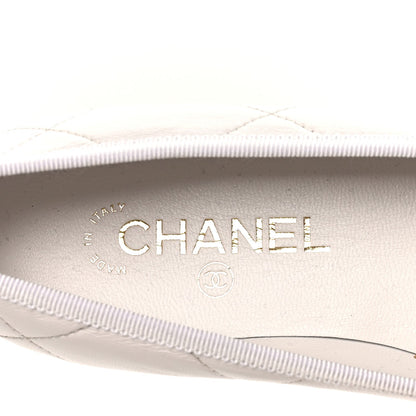 Lambskin Quilted CC Cambon Ballet Flats 37 White Black