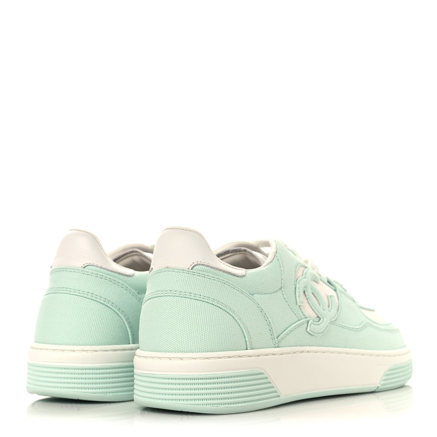 Cotton Sneakers 38.5 Light Turquoise White