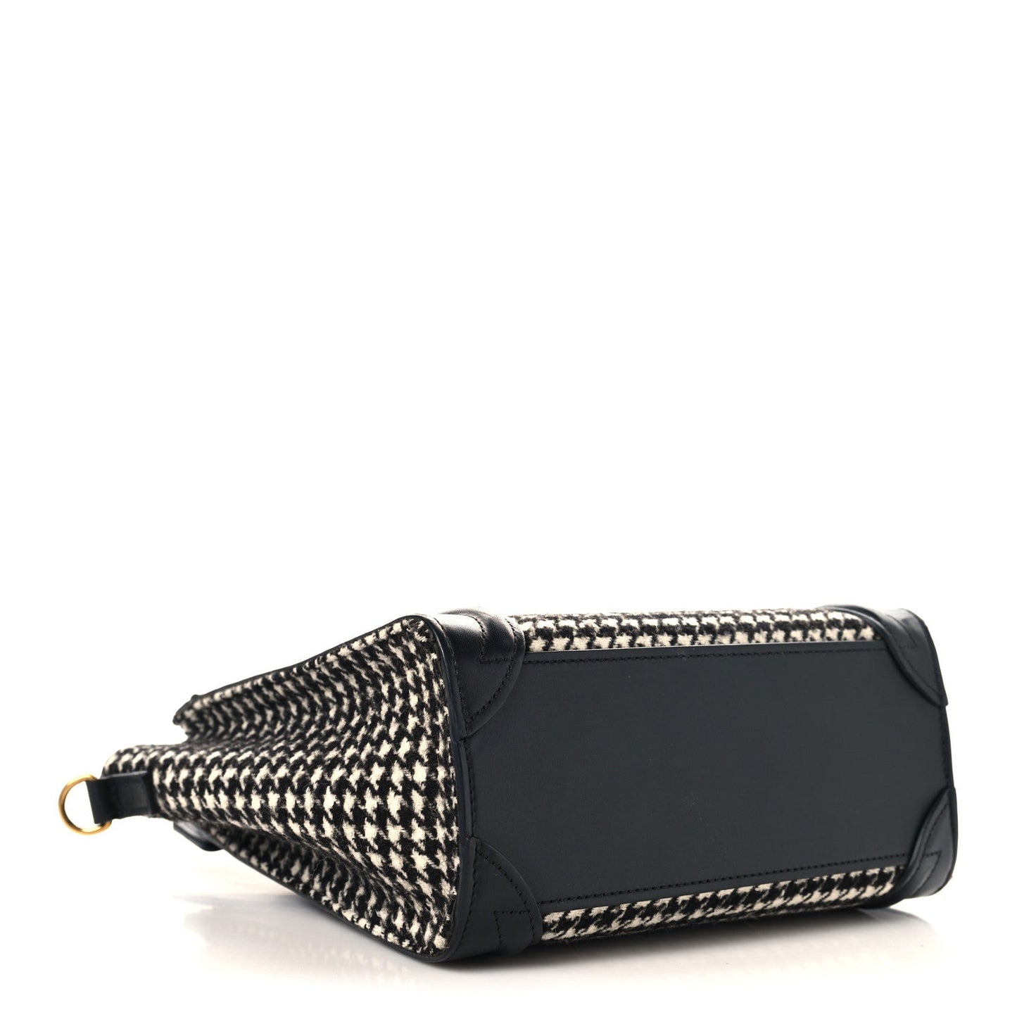 Smooth Calfskin Houndstooth Nano Luggage White Black