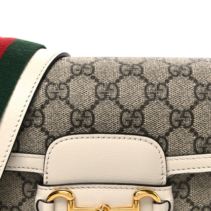 GG Supreme Monogram Web Mini Horsebit 1955 Shoulder Bag Beige Mystic White