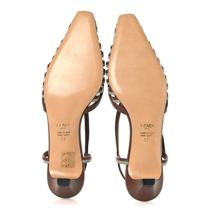 Lambskin FFold Slingback Sandals 37 Gianduia Matcha Latte