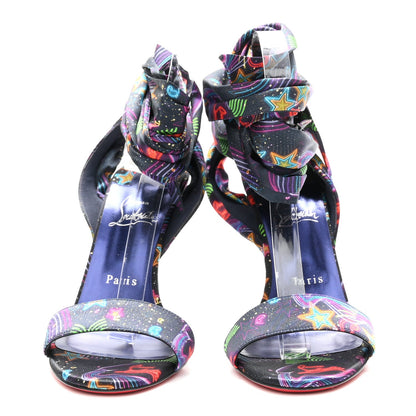 Crepe Satin Starlight Sandale Du Desert 100 Ankle Wrap Sandals  39.5 Black Multicolor