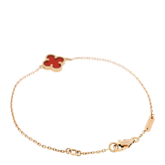 18K Rose Gold Carnelian Sweet Alhambra Bracelet