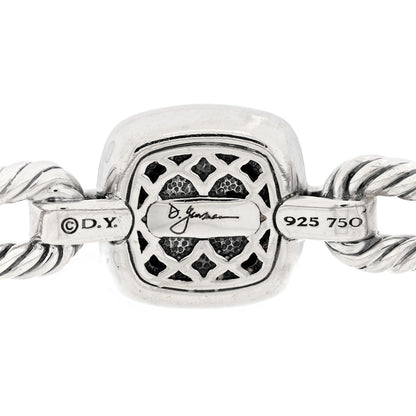 Sterling Silver 18K Yellow Gold Diamond Garnet Albion Cable Bracelet
