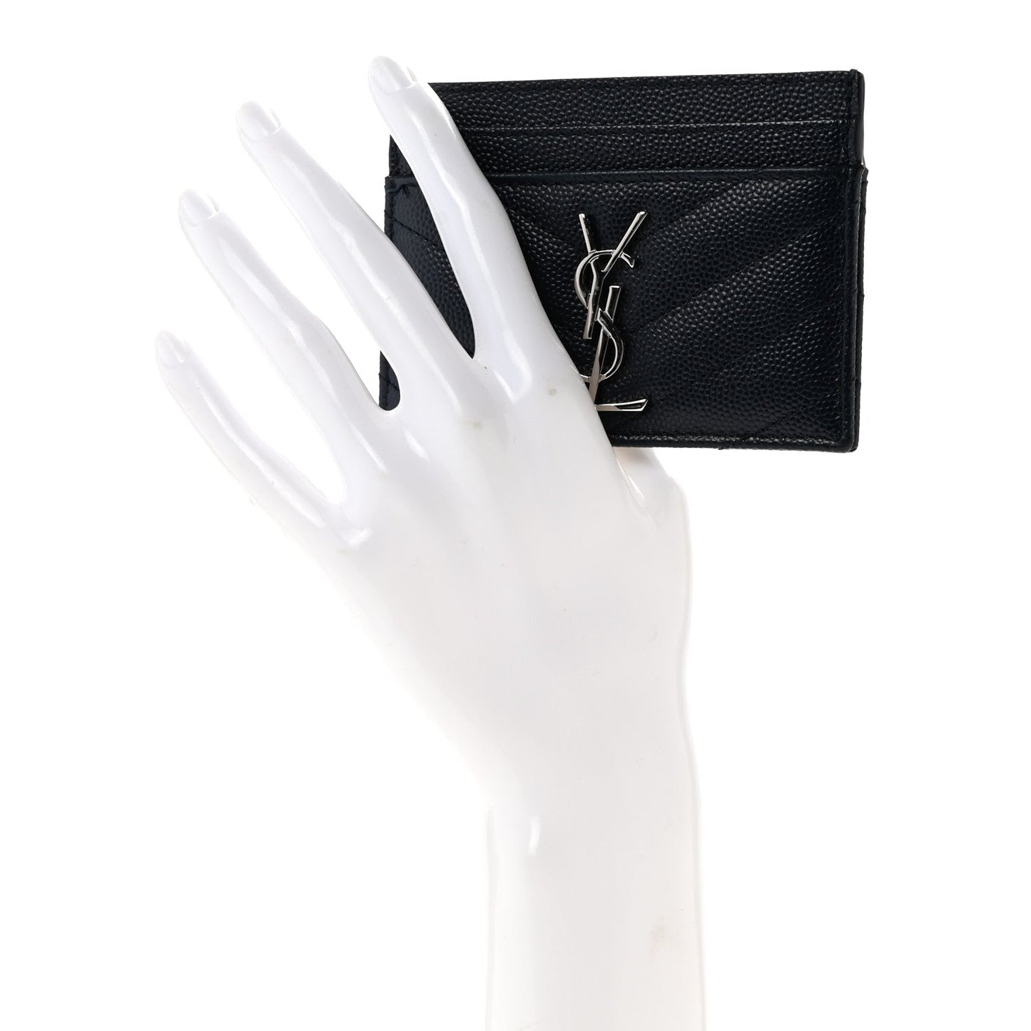 Grain De Poudre Matelasse Chevron Monogram Credit Card Case Deep Marine