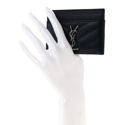 Grain De Poudre Matelasse Chevron Monogram Credit Card Case Deep Marine