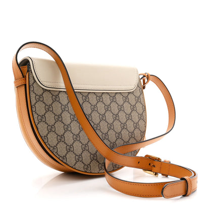 GG Supreme Monogram Calfskin Small Padlock Messenger Shoulder Bag Beige Mystic White Sun Oil