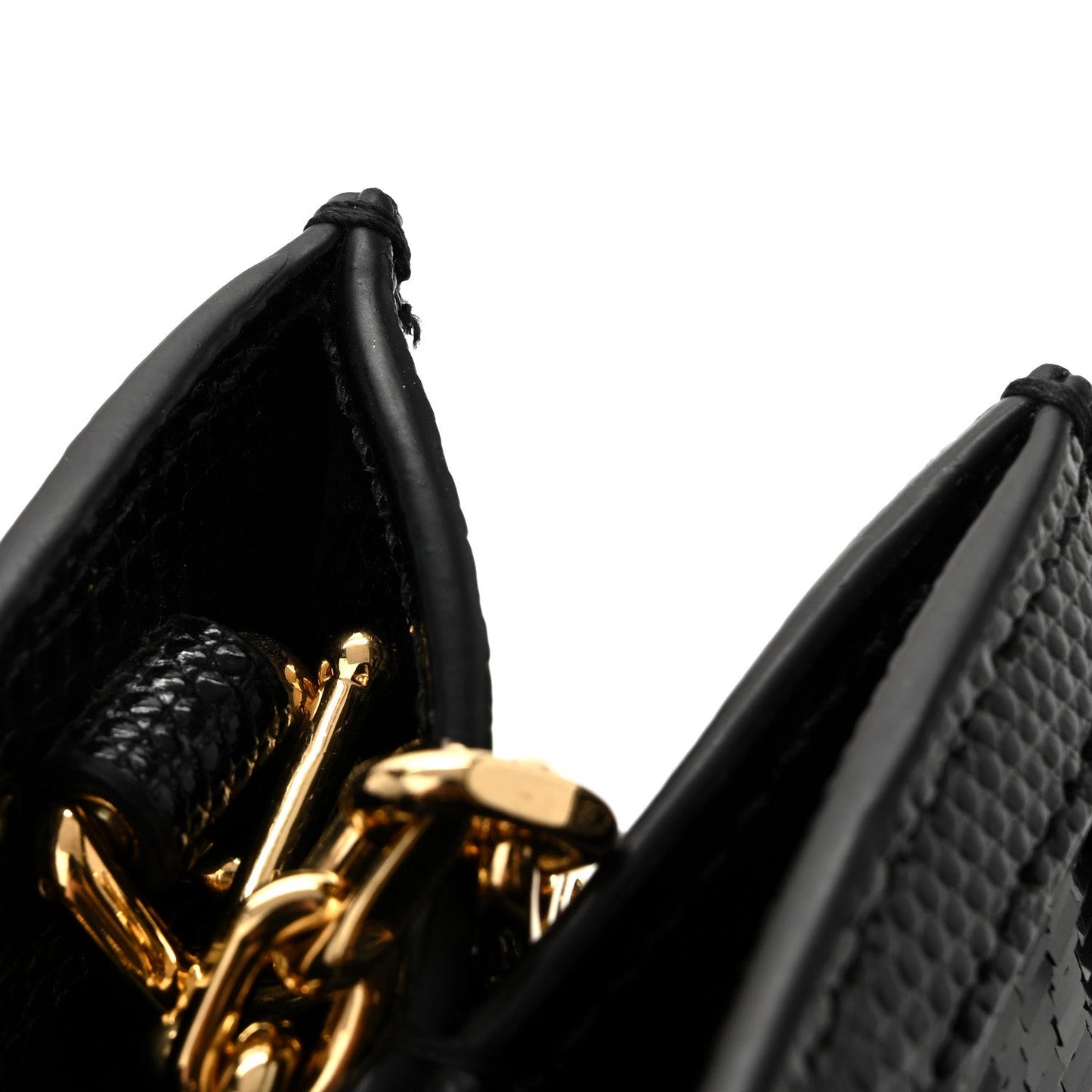 Lizard Sequin GG Monogram Mini Diana Tote Bag Black