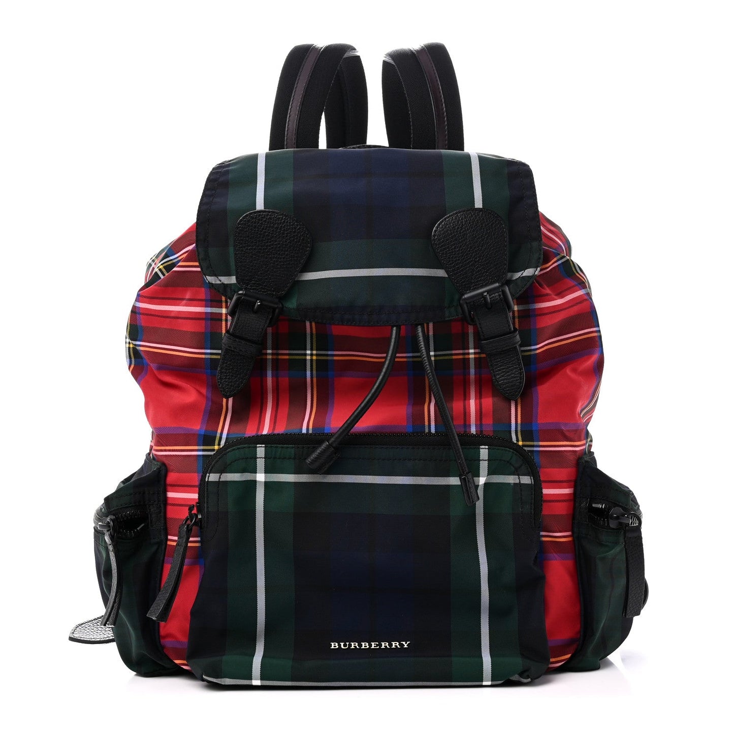 Laminated Tartan Patchwork Medium Rucksack Backpack Military Red