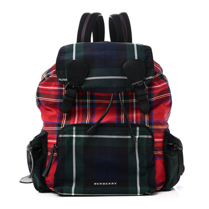 Laminated Tartan Patchwork Medium Rucksack Backpack Military Red
