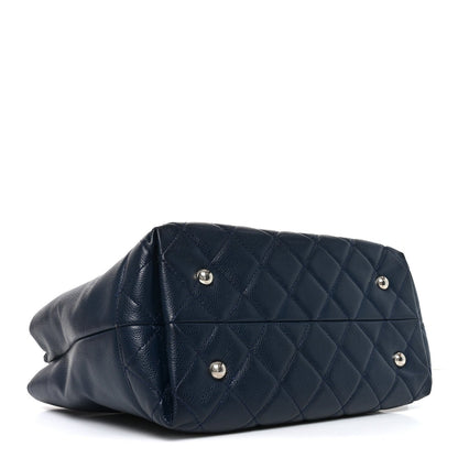 Soft Caviar CC Medium Top Handle Tote Navy Blue