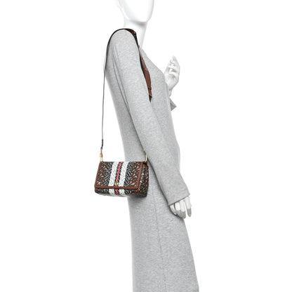 E-Canvas Monogram Stripe Hackberry Crossbody Bag Bridle Brown