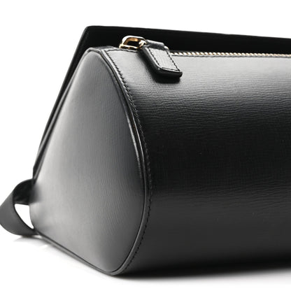 Textured Calfskin Medium Pandora Box Crossbody Bag Black