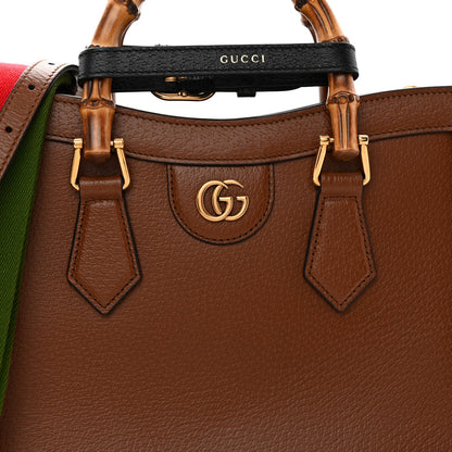 Textured Dollar Calfskin Web Small Diana Tote Bag Cuir Black