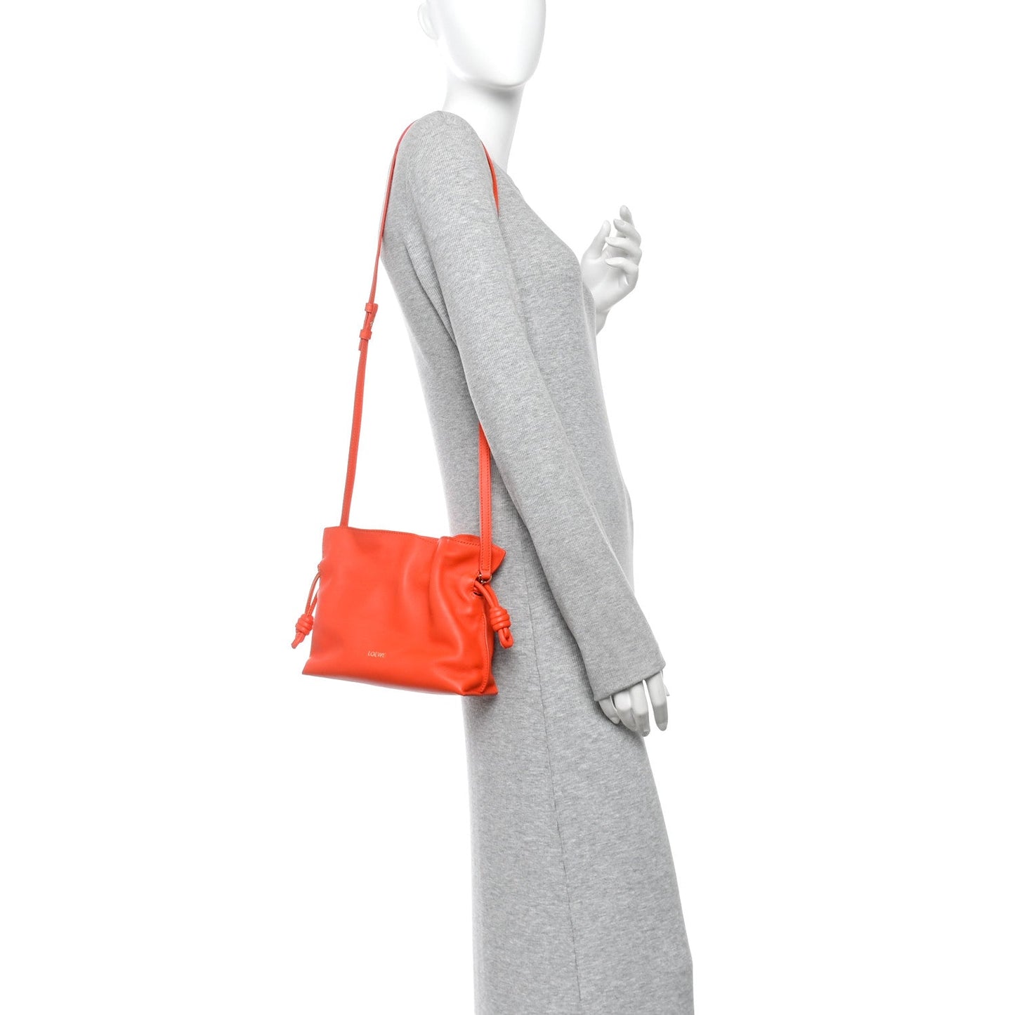 Nappa Calfskin Mini Flamenco Knot Clutch Sunrise Orange