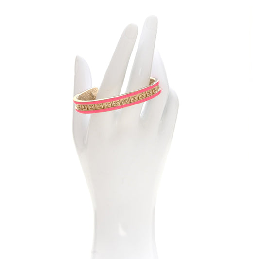 Resin Metal CC Cuff Bracelet M Gold Pink