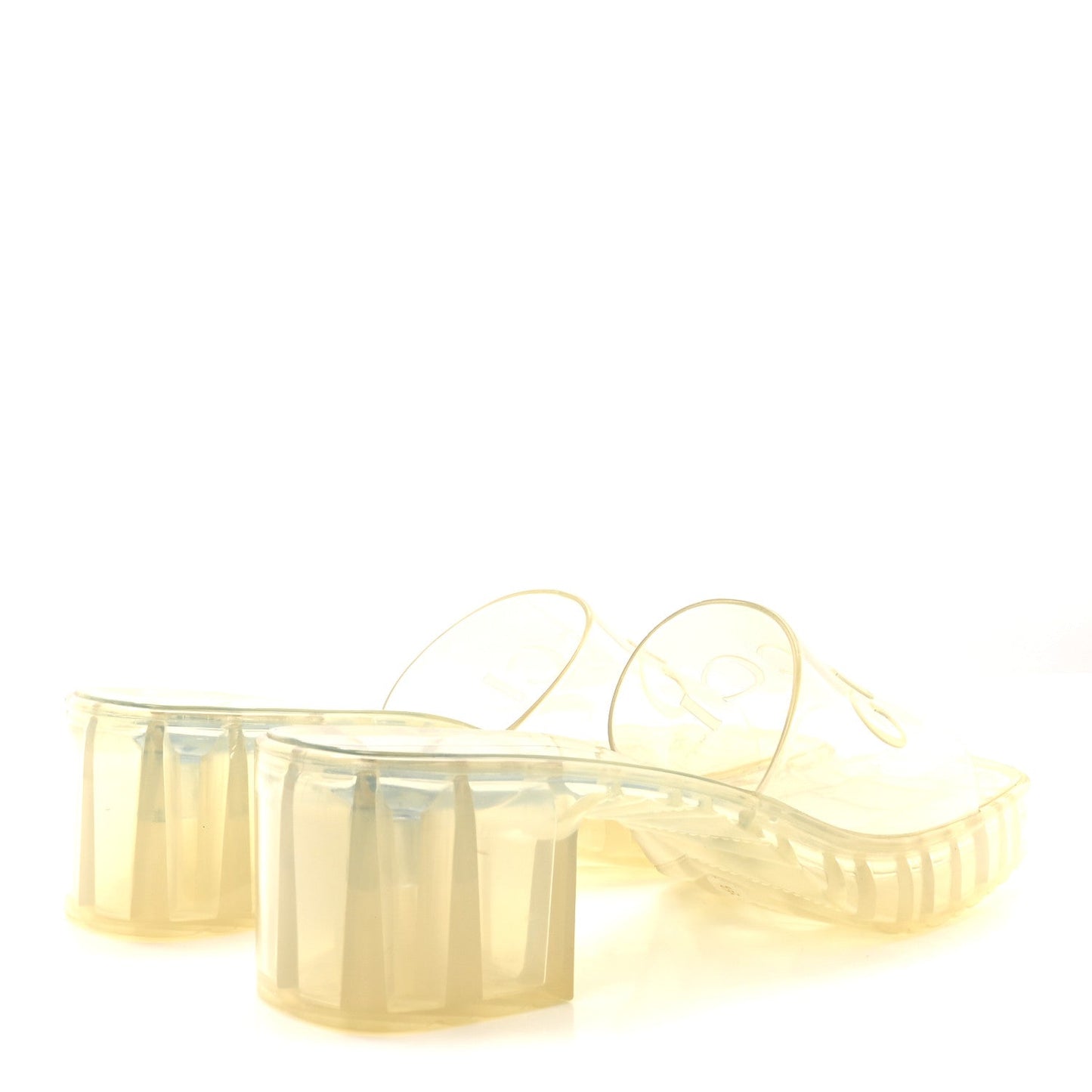 Rubber Gucci Logo Womens Platform 20/60mm Slide Sandals 35 Transparent