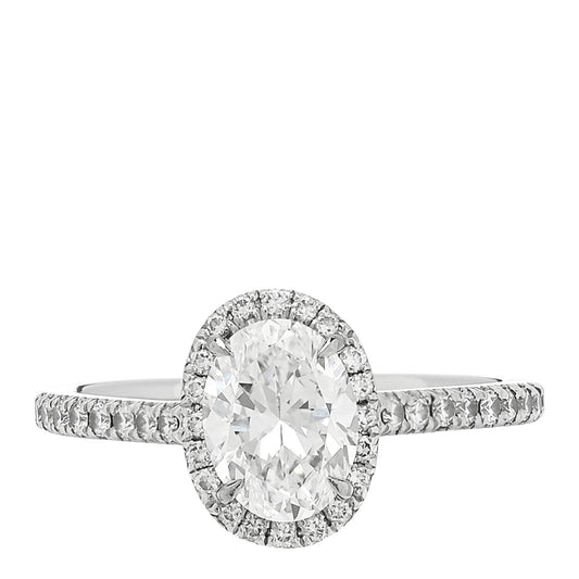 Platinum Diamond 1.09ct Soleste Oval Cut Halo Engagement Ring 50 5.25