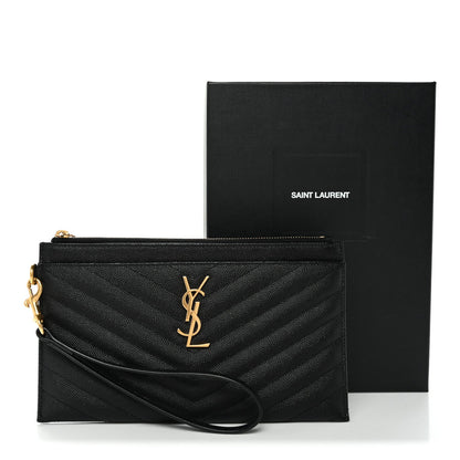 Grain De Poudre Chevron Monogram Large Bill Pouch Black