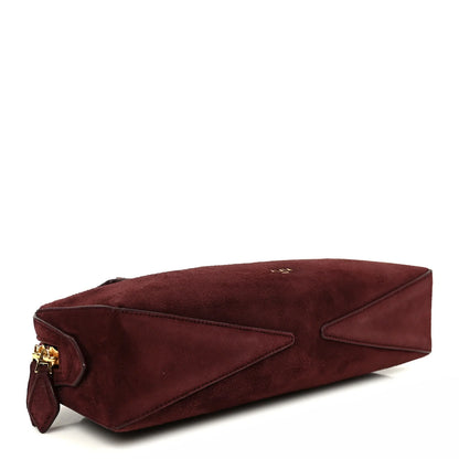 Alaia Suede Goatskin Teckel Clutch Rouge Grenat