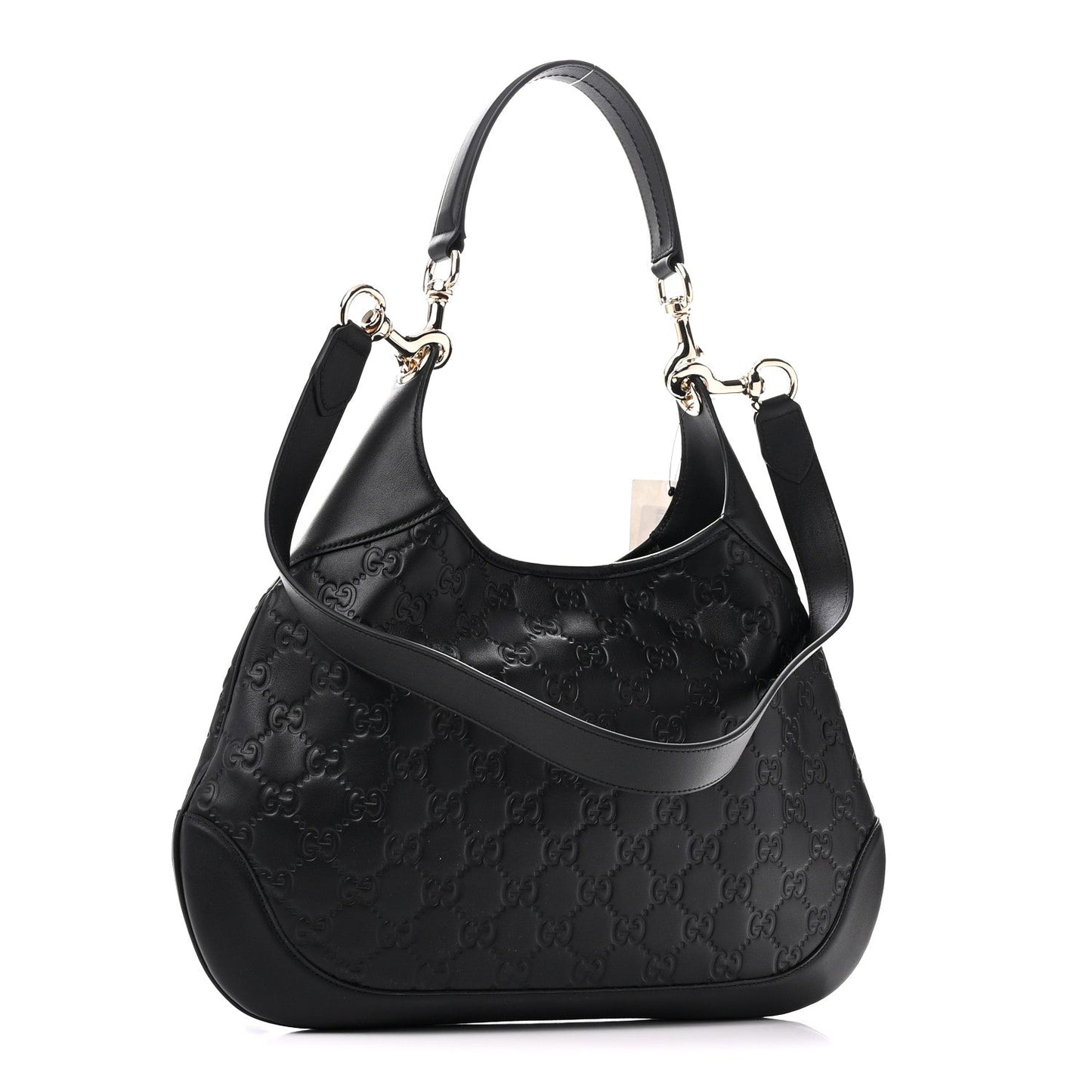 GG Calfskin Embossed B Medium Shoulder Bag Arabella Black