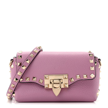 Pebbled Calfskin Mini Rockstud Crossbody Bag Giacinto